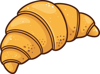 Golden Croissant Vector Illustration on Transparent Background – Perfect for Bakery and Pastry Designs