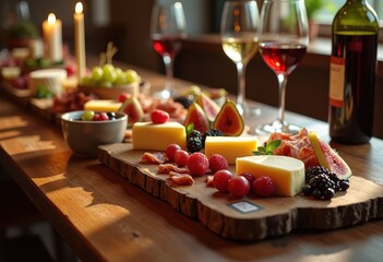 cheese platter seasonal fruits wine showcase gourmet culinary experience entertaining delight colorful arrangement, food, variety, slices, snacks, cheddar