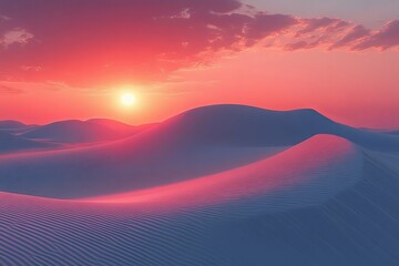 Stunning Desert Sunset: Vibrant Hues on Sand Dunes