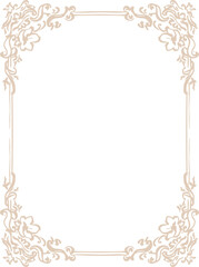 Whimsical graceful frame in regency style. Perfect for a Bridgerton-inspired wedding design (aesthetic, whimsical line art style). Monochrome digital illustration.PNG