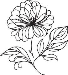 One line floral silhouette