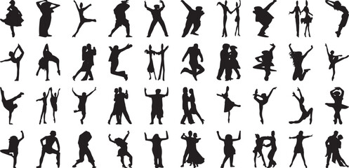 celebration Line art, joyous people dancing. Minimalistic design, ideal for event promotions, invitations, decor. Expressing happiness