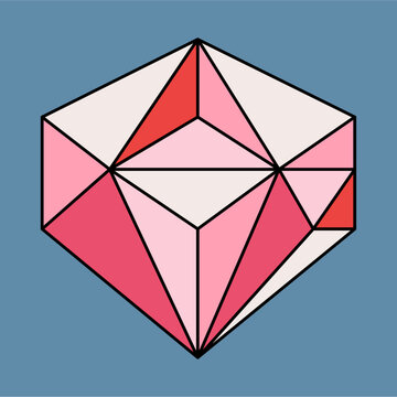 Pastel Geometric Diamond Shape Illustration