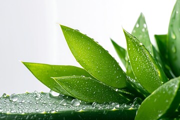 Fresh Leaves with Water Drops