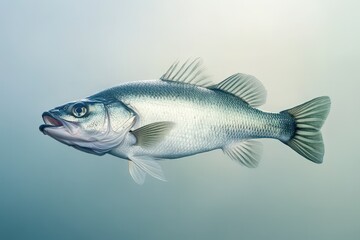 Naklejka premium A Realistic Depiction of a Large Silver Fish Swimming