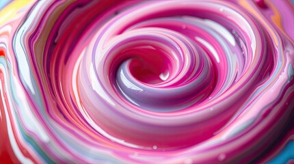 A swirling pattern of colorful liquid and paint pigments forms