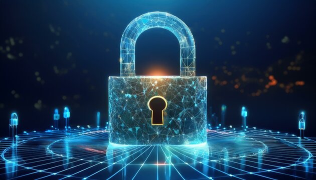 binary code with shield and lock for security concept