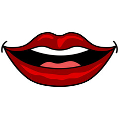 Red Lips Mouth Smile Illustration