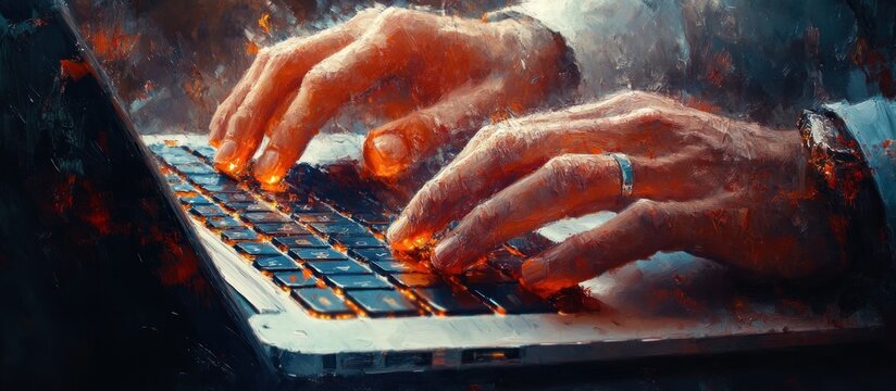 Businessperson Typing on Laptop for Learning and Working from Home Online Education Concept