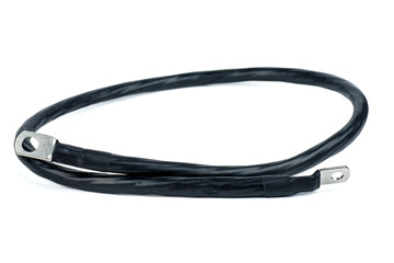 Black cable isolated on white background.