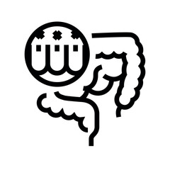 Dysbiosis black line icon for digital and print projects. Microscopic probiotics.
