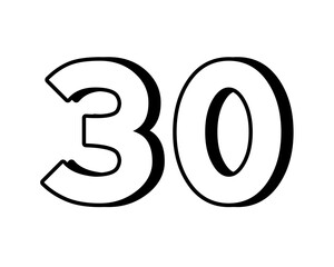 Stylized white number    on transparent background, with a bold, 3D appearance and shadow effects for added depth and dimension for design elements