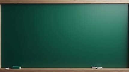 blank blackboard green board, back to school, green chalkboard with frame, Education concepts. green background, green background,green chalkboard, with a piece of chalk and an eraser neatly placed 