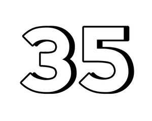Stylized white number    on transparent background, with a bold, 3D appearance and shadow effects for added depth and dimension for design elements