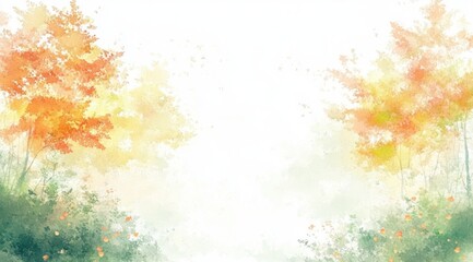 Obraz premium Autumn Forest Sunlight Abstract Watercolor Background Illustration
