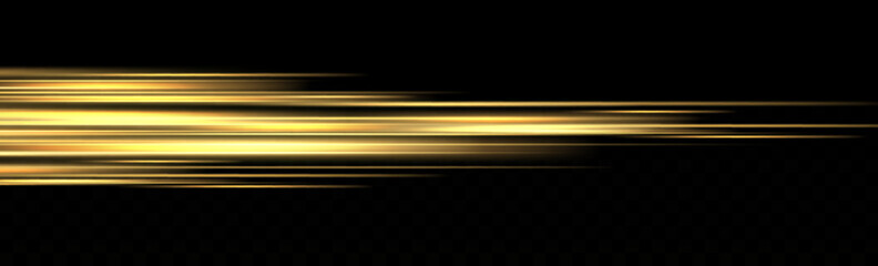 Obraz premium Yellow light and fast moving stripes on a black background. 
