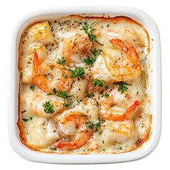 Creamy Seafood Casserole on transparent background
