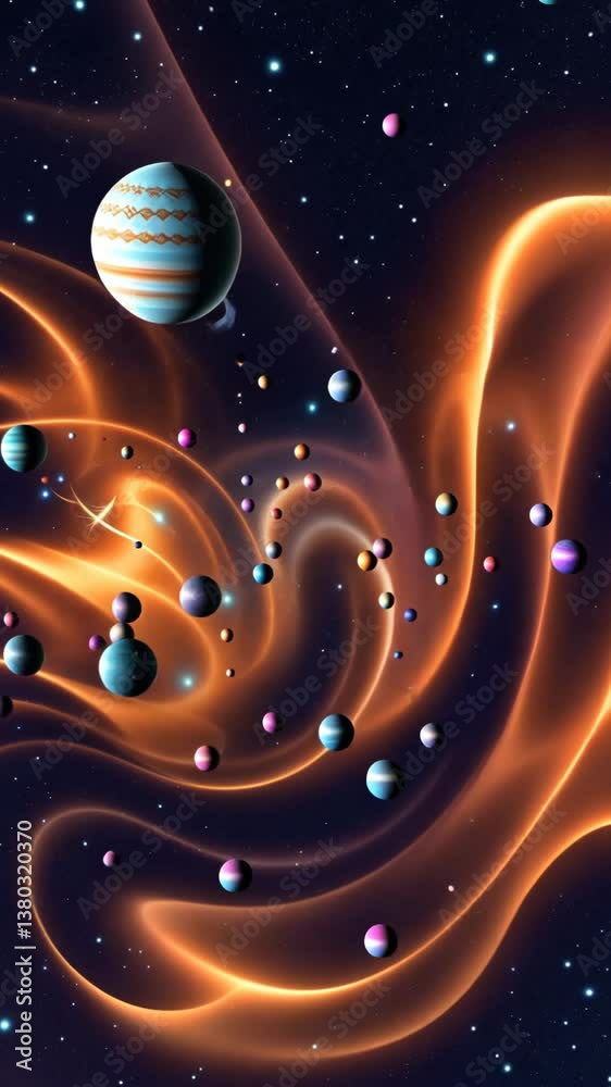 Poster A colorful galaxy with many stars and planets. The stars are in different sizes and colors. The galaxy is very large and has a spiral shape