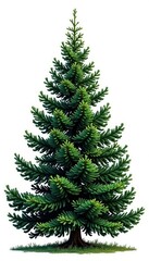 Fototapeta premium tall coniferous tree against a bright white background, needles, nature