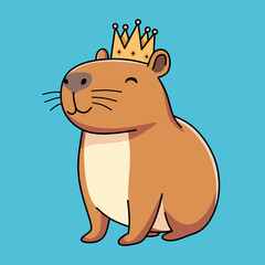 Cute Cartoon Capybara Wearing Crown Illustration for Children's Content