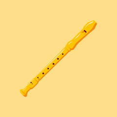 Isolated Yellow Recorder Image for Music Education and Artistic Purposes