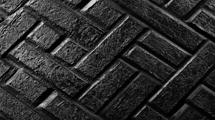 Textured Black Brick Pattern with Geometric Design for Background Use