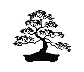 Bonsai Tree Silhouette - Elegant Japanese Art