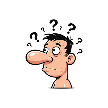 recommend clip art: Cartoon Man with Multiple Question Marks Vector - Puzzled Expression Illustration