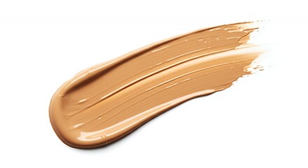 Caramel-Colored Makeup Foundation Swatch on White Background