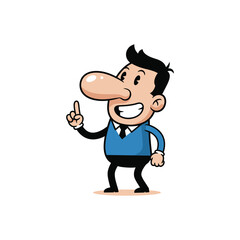 Cartoon Businessman Pointing Up Vector - Idea or Attention Illustration