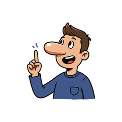 Obraz premium Cartoon Man Pointing Up Vector - Idea or Attention Illustration