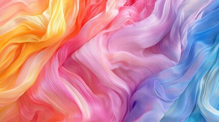 Fototapeta premium Vibrant Colorful Fabric Waves in Soft Shades of Pink Orange Blue