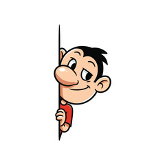 Cartoon Man Peeking Vector - Smiling Face with Side View