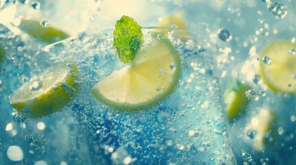Refreshing Lime and Mint Soda Splash