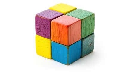 Colorful wooden blocks forming a cube