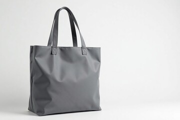 Stylish gray fabric shopper bag, studio shot on white , isolated, fabric bag