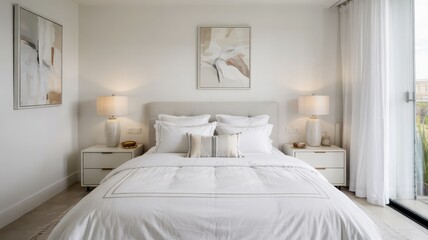 Serene Modern Bedroom with Elegant Decor and Soft Natural Light