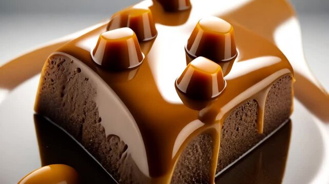 Easy Sticky Toffee Pudding is a wonderfully gooey sponge cake soaked in warm toffee sauce that's beloved, isolated on a white background.