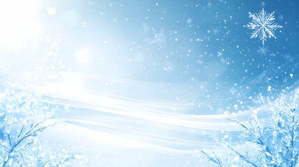 Naklejka premium Winter wonderland scene, snowy trees, frosty background, holiday card