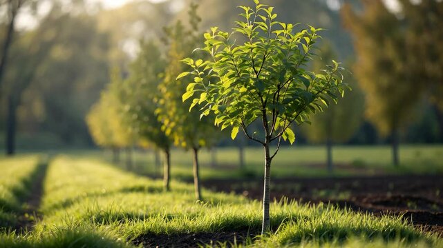 1 year old community orchard during early fall
