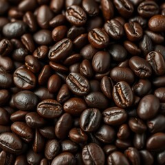 Dark, oily roasted coffee beans, close-up texture, surface texture, quality