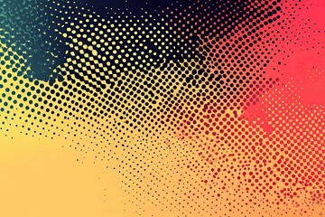 A colorful gradient halftone design with many small circular dots