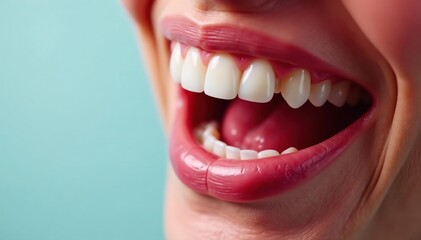 Fototapeta premium Close-up view of aching tooth; red, swollen gum visible, enamel, root, mouth