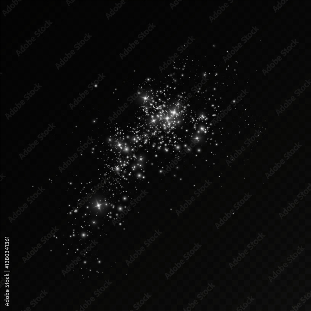 Poster shimmering particles. dust sparkles. light effect.