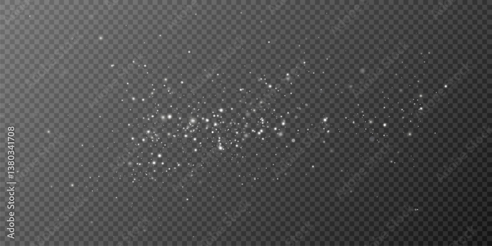 Poster shimmering particles. dust sparkles. light effect.