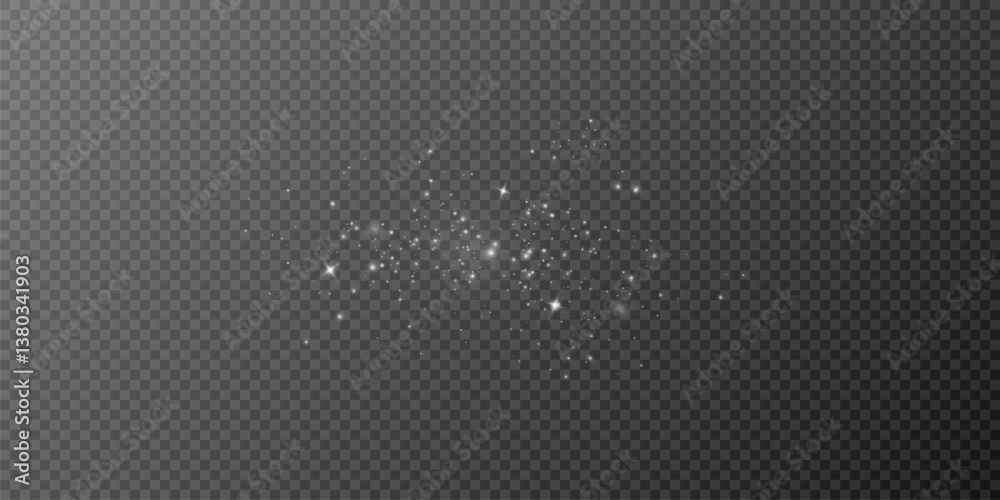 Poster shimmering particles. dust sparkles. light effect.