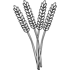 Farm theme, Wheat stalks illustrated in a simple line art style. Outline for coloring .