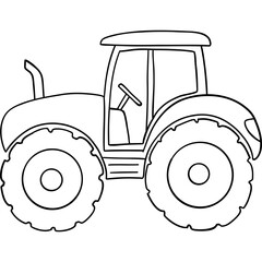 Farm theme, Outline of a tractor in a simple design, showcasing its features. Outline for coloring .