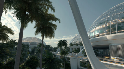 Futuristic Mars Colony with Biodomes and Advanced Infrastructure