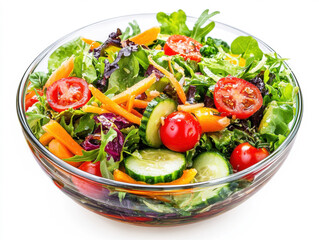 Fresh garden salad featuring colorful vegetables in a glass bowl